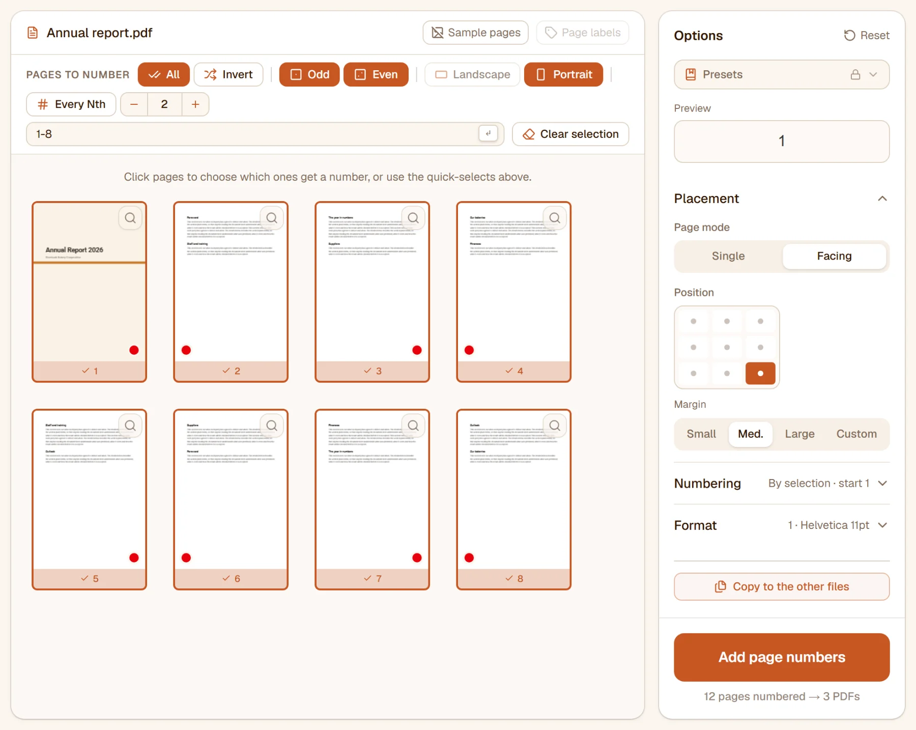 Facing pages with the number at the bottom right: the dots sit at the outer edge, alternating between right and left
